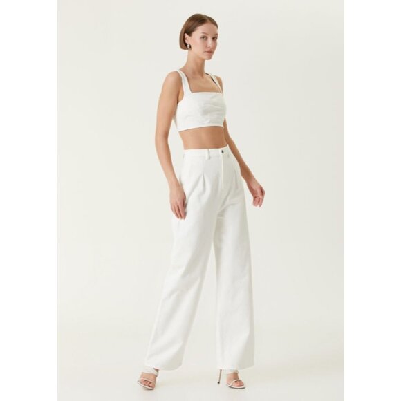 Loulou Studio Anet Bra Top in Ivory XSmall New Womens Denim Crop Tank - Picture 15 of 16